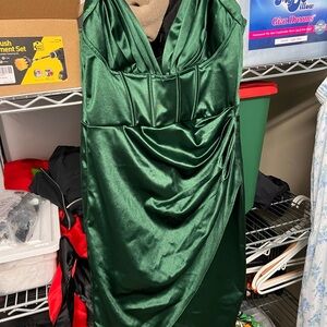 Elegant Green Satin Dress